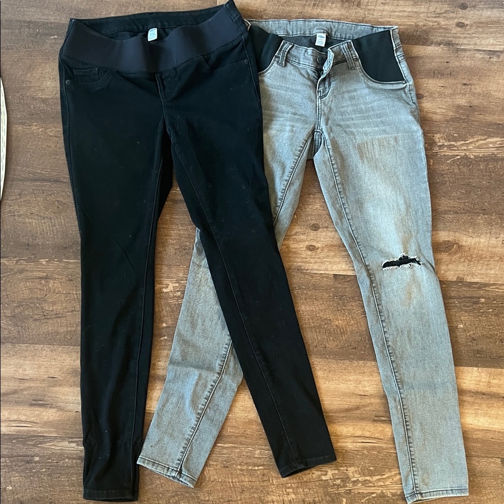 Old Navy Maternity Rockstar Jeans - Black and Gray
